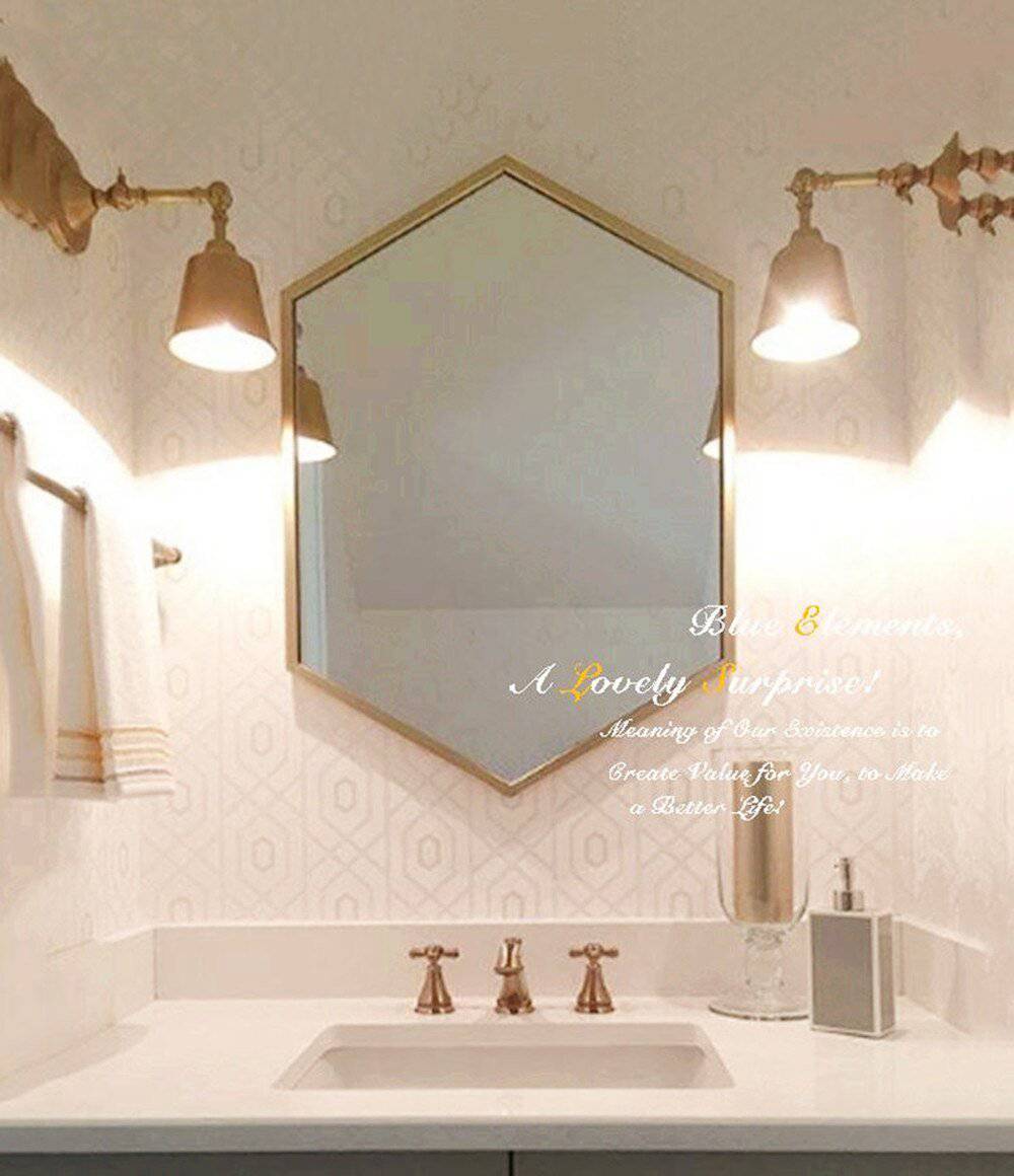 Miroir mural hexagonale en métal Nordic - vue 4 sur 9