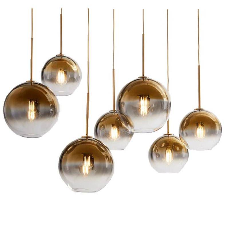 Suspension design boule en verre ambré Loft