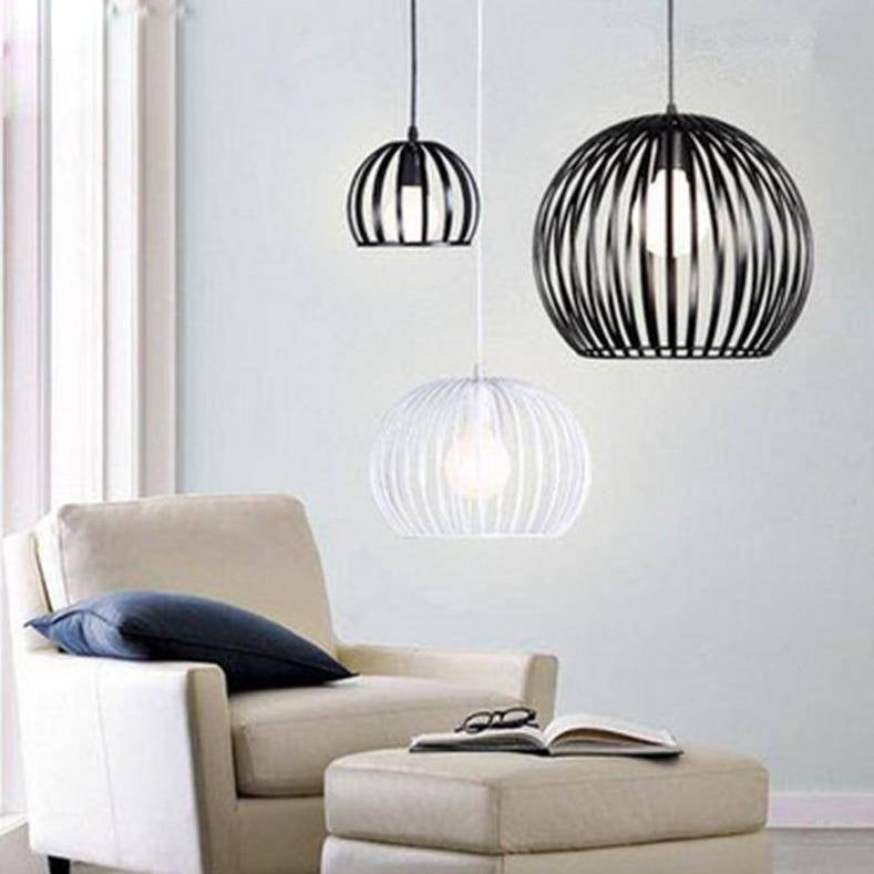 Suspension en cage ronde vintage (noir ou blanc) - vue 4 sur 7