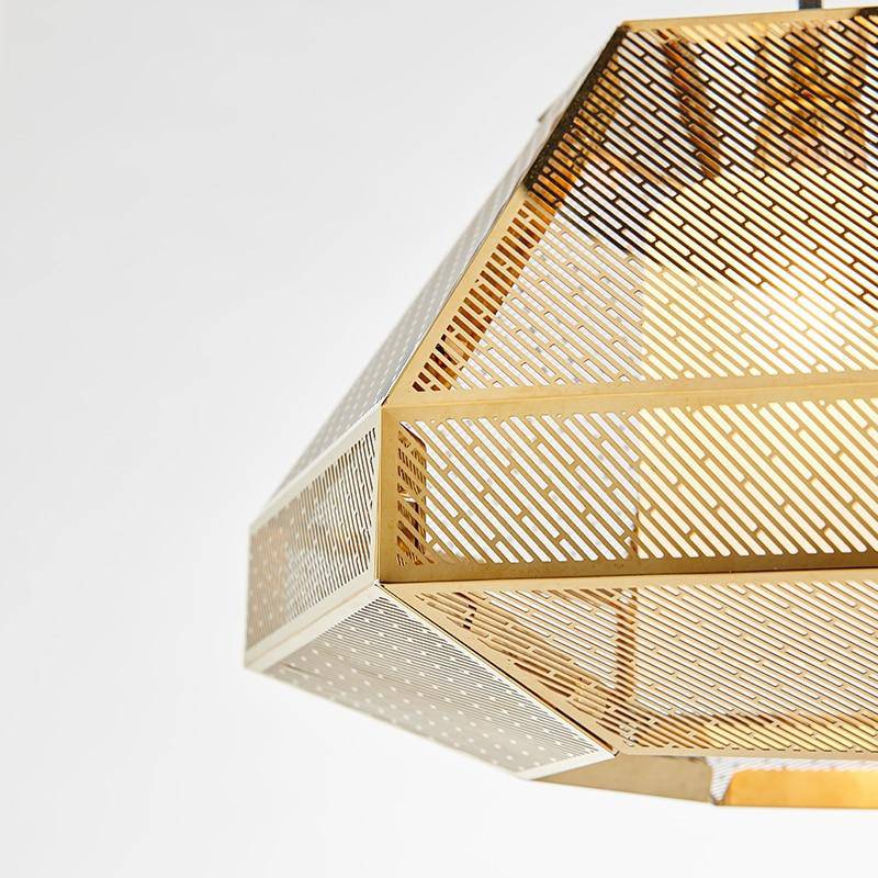 Suspension LED forme géométrique dorée Modern - vue 6 sur 9