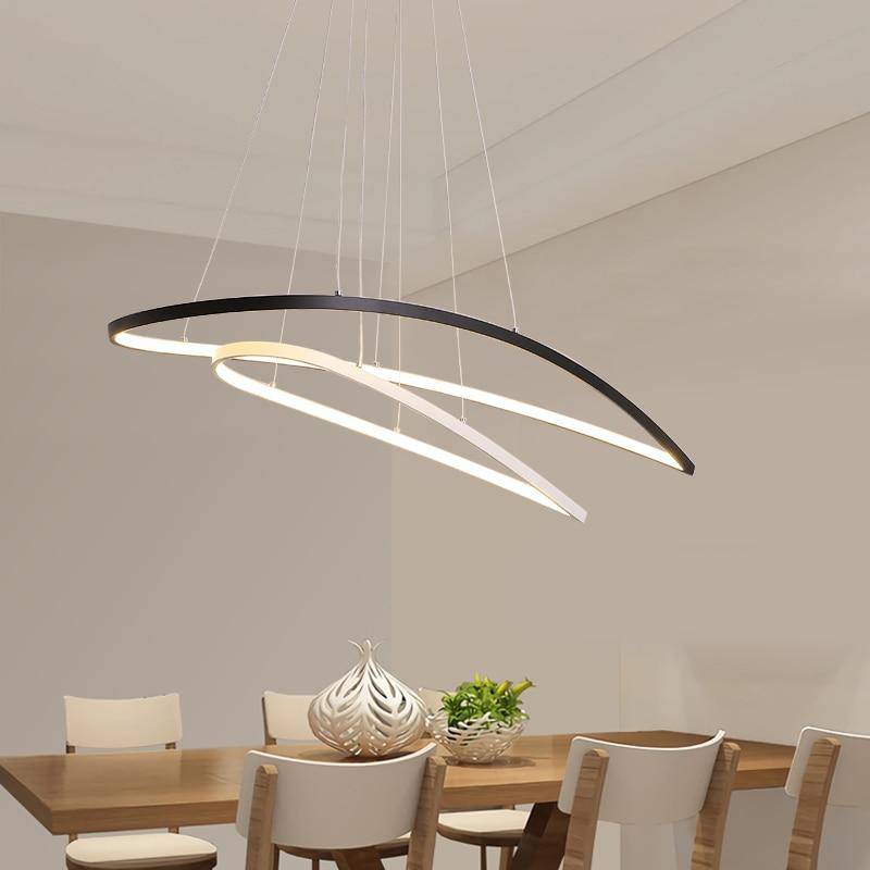 Lustre design à LED faux cercles suspendus - vue 4 sur 4