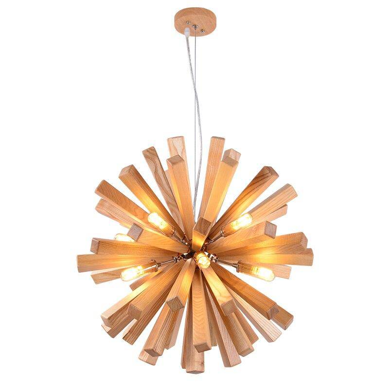 Suspension design à LED en bois style Wongshi - vue 5 sur 9