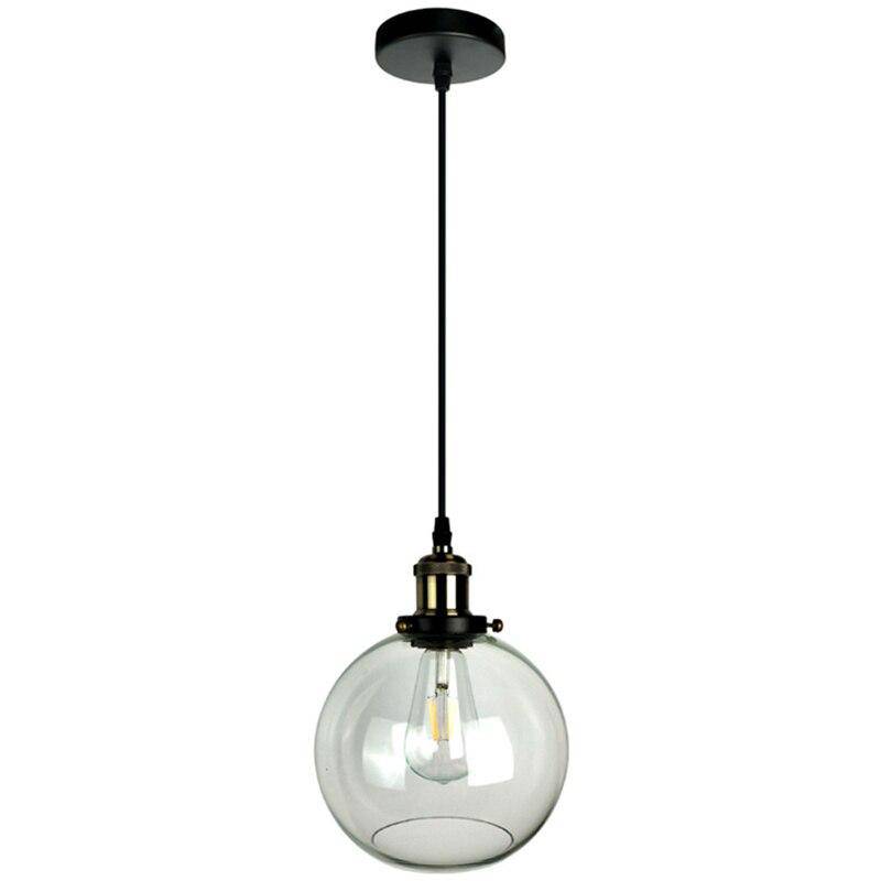 Suspension moderne LED noir avec abat-jour en verre Loft - vue 6 sur 10