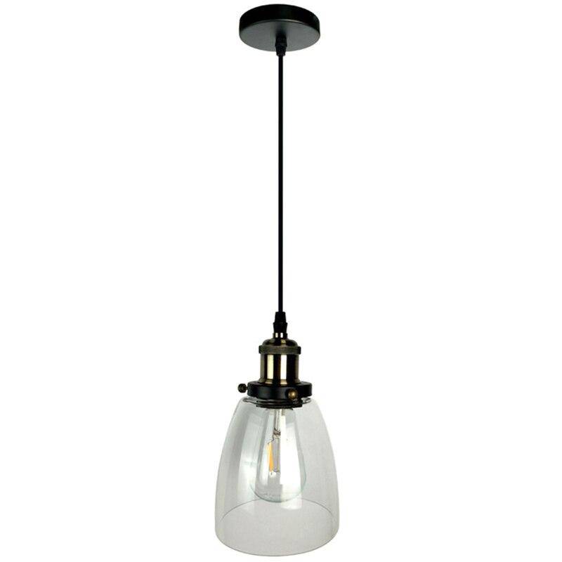 Suspension moderne LED noir avec abat-jour en verre Loft - vue 8 sur 10