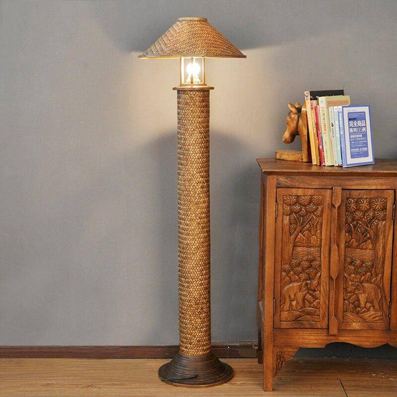 Lampadaire en bambou tressé Retro - vue 3 sur 4