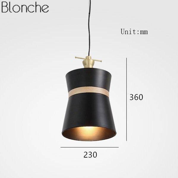 Suspension moderne LED noire et bandeau bois Country - vue 8 sur 11