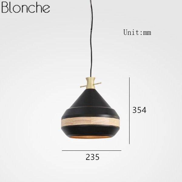 Suspension moderne LED noire et bandeau bois Country - vue 7 sur 11