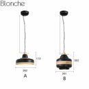 Suspension moderne LED noire et bandeau bois Country