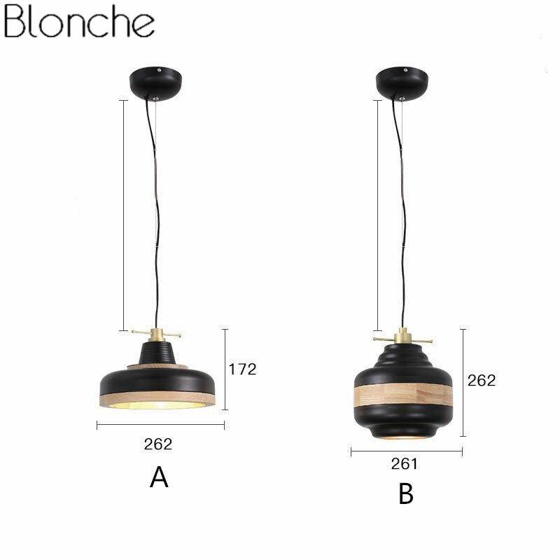 Suspension moderne LED noire et bandeau bois Country - vue 9 sur 11