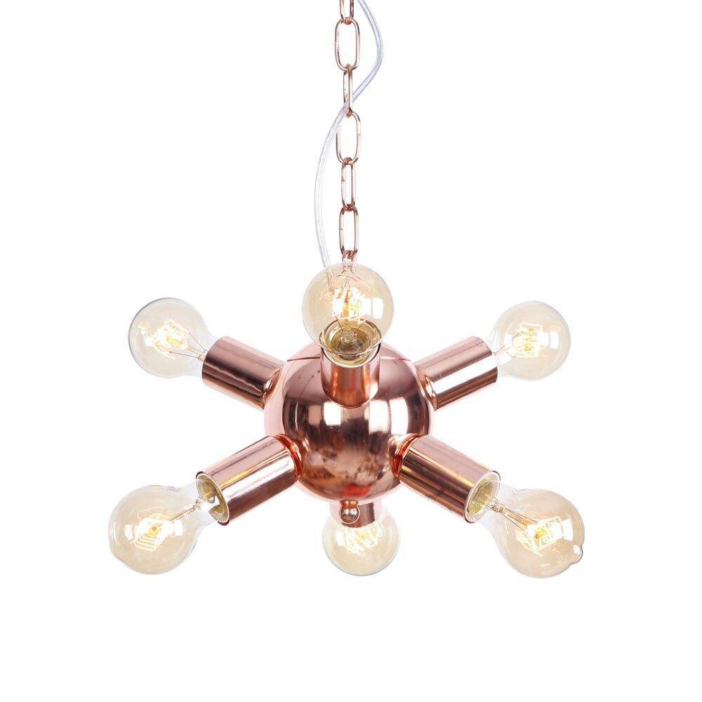 Lustre design LED en métal rose gold avec plusieurs lampes Fly - vue 9 sur 9