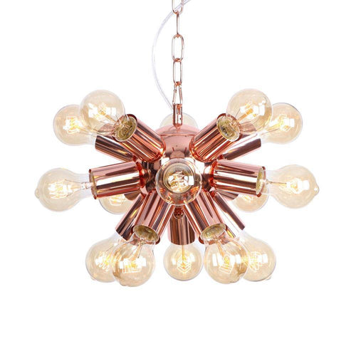 Lustre design LED en métal rose gold avec plusieurs lampes Fly