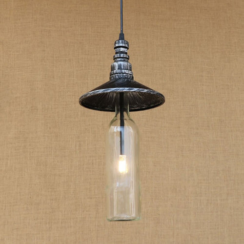 Suspension industrielle LED style bouteille en verre Sanmarino