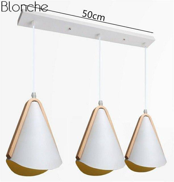 Suspension design en métal blanc et bois Nordic - vue 7 sur 7