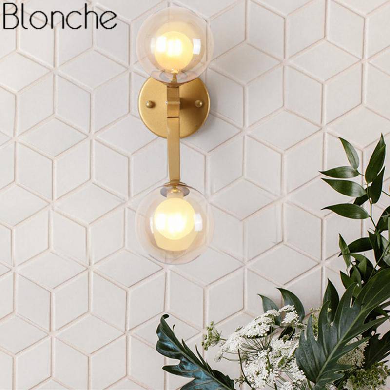 Applique murale design doré avec boule en verre Sconce - vue 6 sur 7