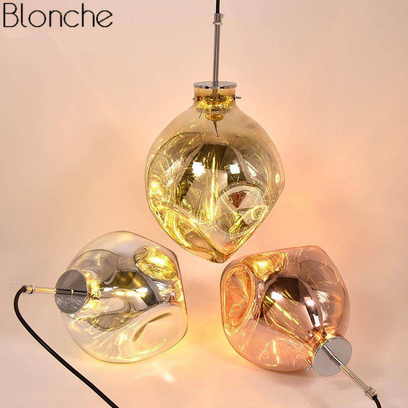 Suspension design LED en verre de couleur déformé Lava - vue 7 sur 16