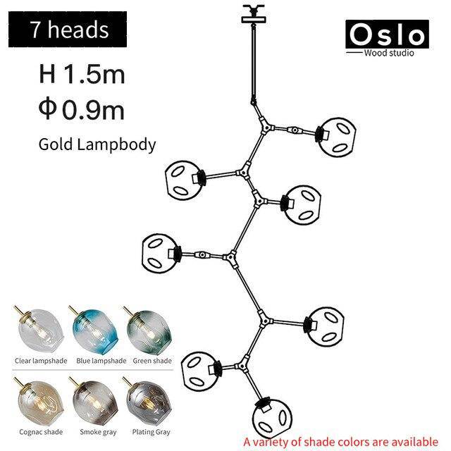 Suspension design LED avec abat-jour en verre style branche Creative - vue 13 sur 29