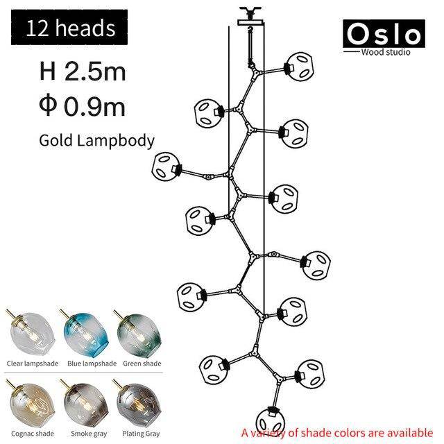 Suspension design LED avec abat-jour en verre style branche Creative - vue 24 sur 29