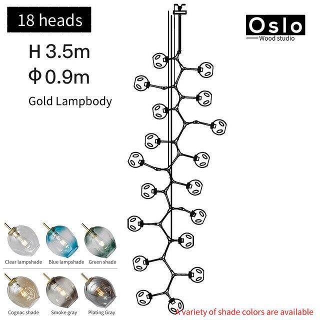 Suspension design LED avec abat-jour en verre style branche Creative - vue 22 sur 29