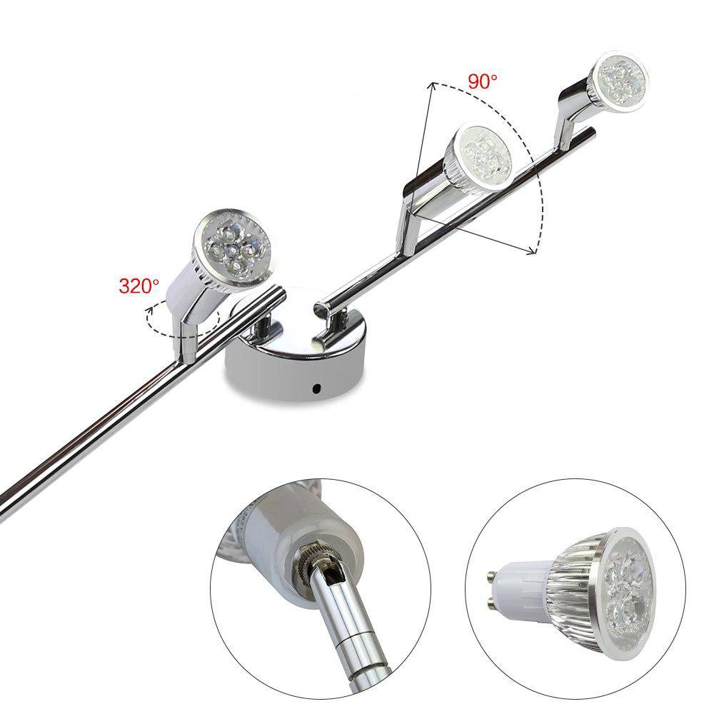 Barre à 4 spots LED chromée - vue 4 sur 7