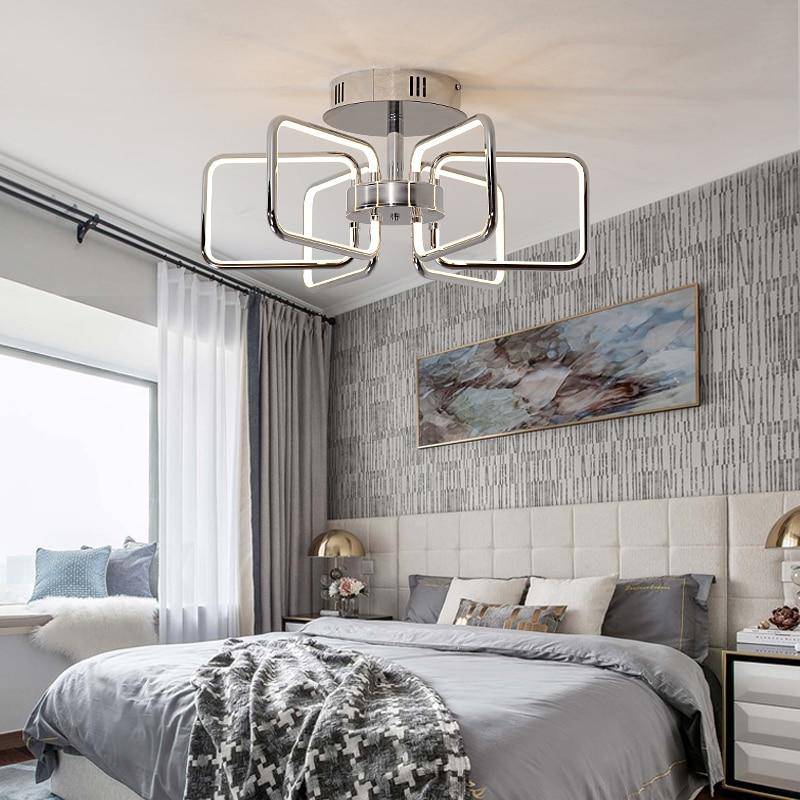 Plafonnier moderne rectangles chromé à LED - vue 4 sur 9