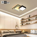 Plafonnier design LED carrés et arrondis noir et blanc Bwart