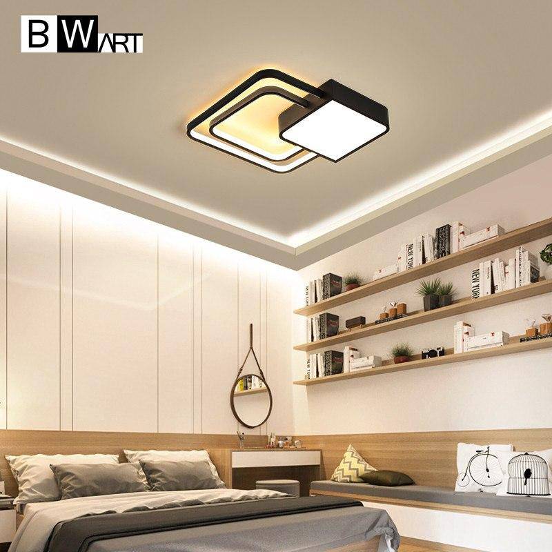 Plafonnier design LED carrés et arrondis noir et blanc Bwart - vue 5 sur 7
