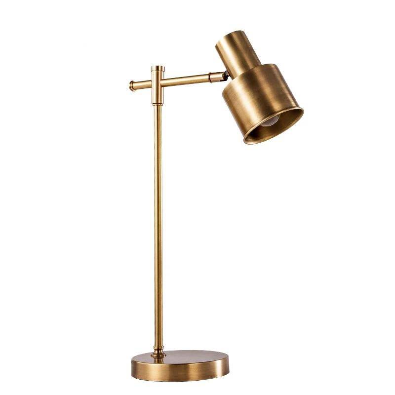 Lampe à poser design LED en métal doré avec abat-jour cylindrique - vue 3 sur 4