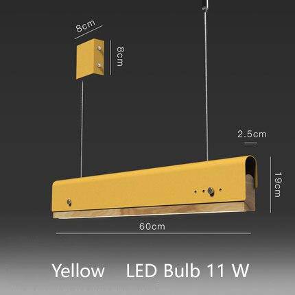 Suspension moderne LED avec finitions bois et métal coloré - vue 6 sur 17
