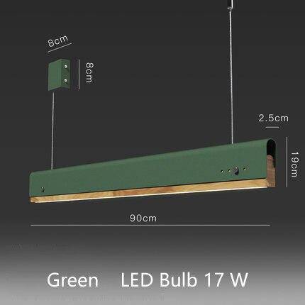 Suspension moderne LED avec finitions bois et métal coloré - vue 12 sur 17