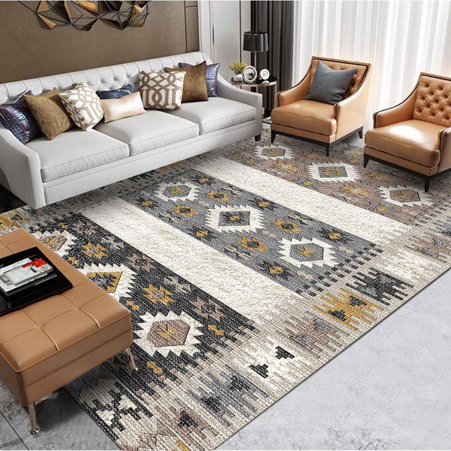Tapis rectangle berbère marron et beige Shen - vue 3 sur 2