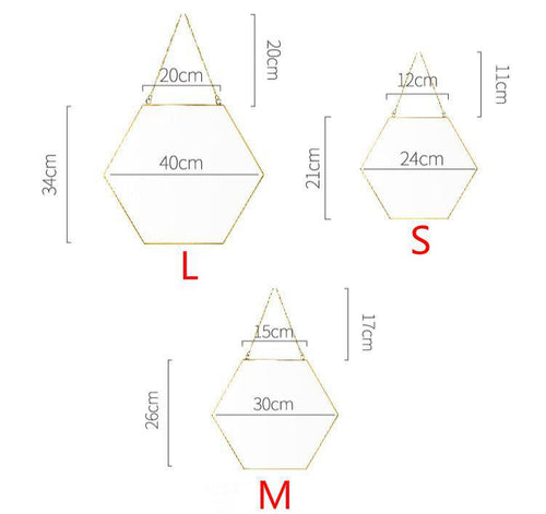 Miroir mural décoratif hexagonal à bordure en bois Geometric