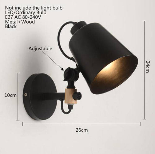 Applique murale industrielle à LED avec abat-jour en métal design Loft