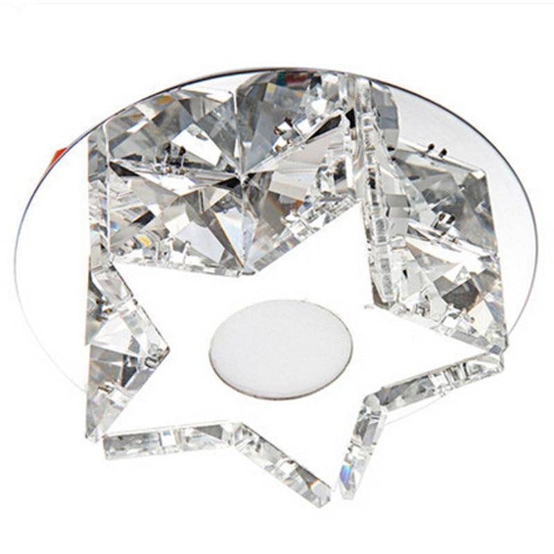 Plafonnier LED étoile en cristal et base chromée Porch