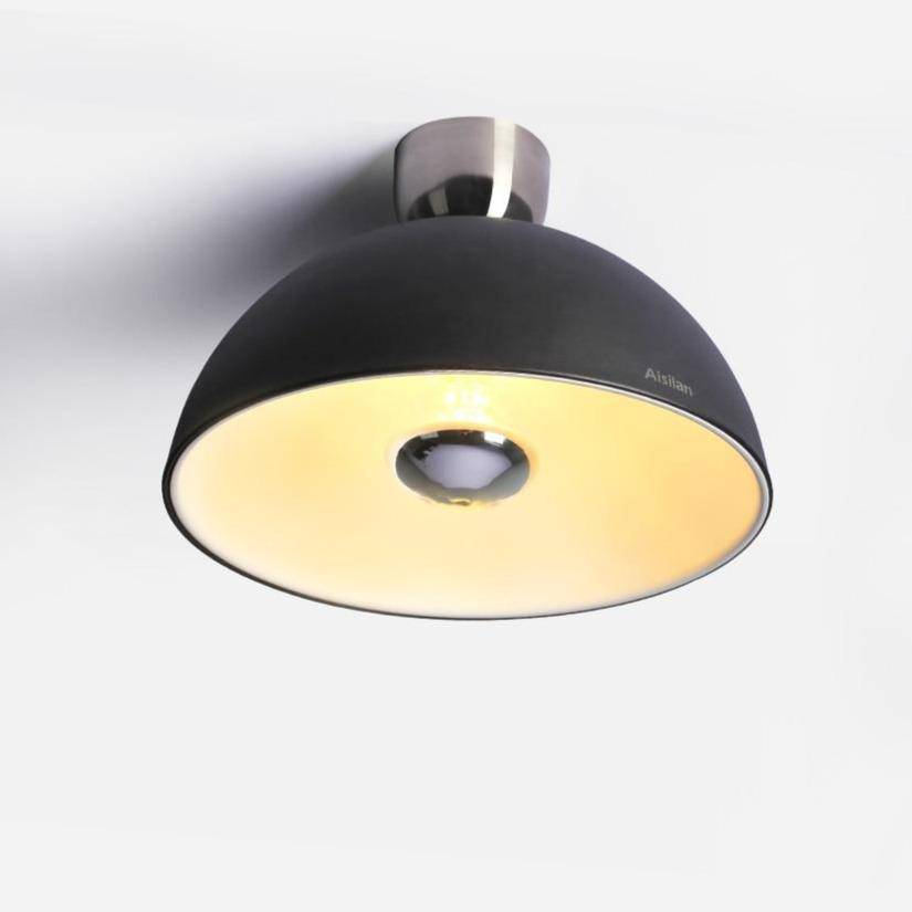 Plafonnier design LED demi boule noire Surface - vue 4 sur 5