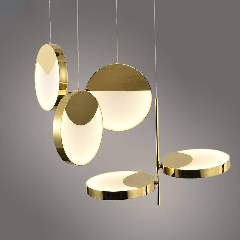 Suspension design LED aux formes arrondies dorées Créative - vue 4 sur 6