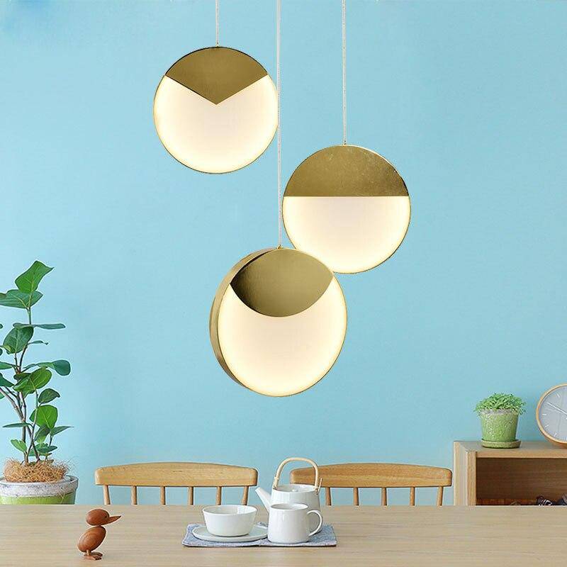 Suspension design LED aux formes arrondies dorées Créative - vue 5 sur 6