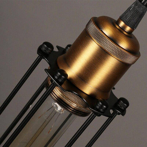 Suspension industriel LED en métal avec cage style rétro