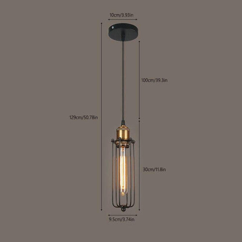Suspension industriel LED en métal avec cage style rétro