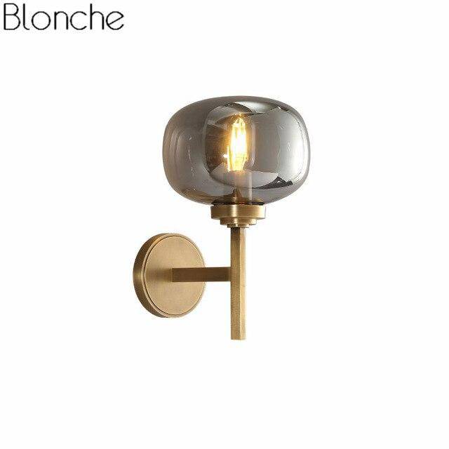 Applique murale design LED dorée et abat-jour en verre Sconce - vue 5 sur 6