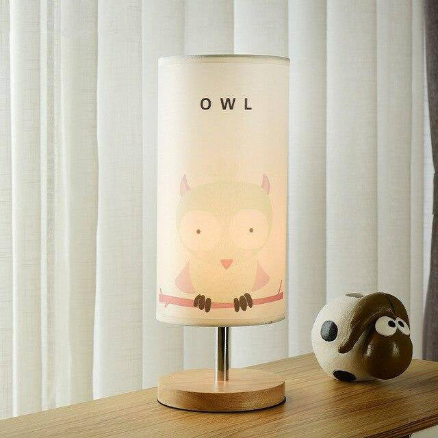 Lampe de chevet (ou bureau) en bois avec dessin d'animaux pour enfant - vue 4 sur 6