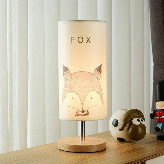 Lampe de chevet (ou bureau) en bois avec dessin d'animaux pour enfant - vue 5 sur 6