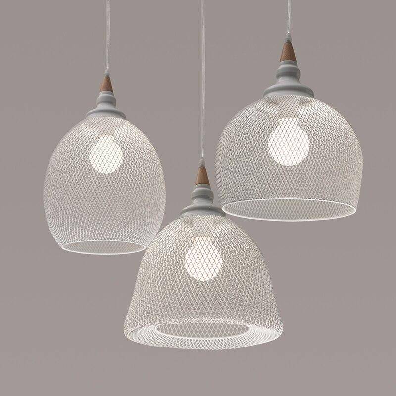 Suspension moderne LED avec abat-jour cage blanche style industriel - vue 7 sur 7