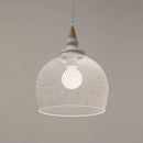 Suspension moderne LED avec abat-jour cage blanche style industriel