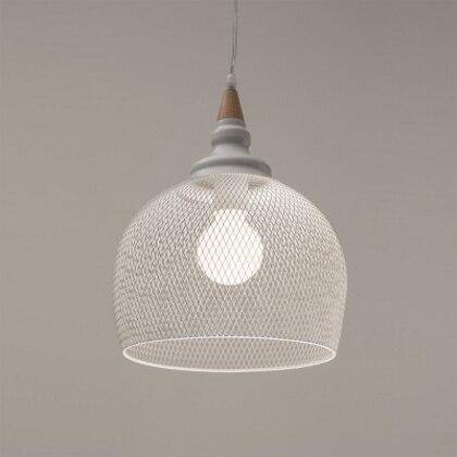 Suspension moderne LED avec abat-jour cage blanche style industriel - vue 6 sur 7