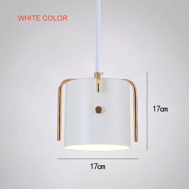 Suspension design à LED avec abat-jour cylindrique en métal coloré Nordic - vue 6 sur 8