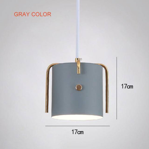 Suspension design à LED avec abat-jour cylindrique en métal coloré Nordic