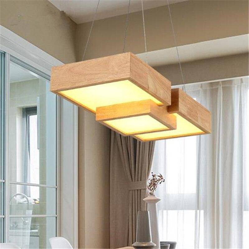 Lustre moderne LED aux formes géométriques en bois Stars - vue 3 sur 7