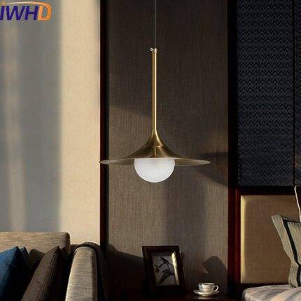 Lustre design LED avec abat-jour doré style Hang - vue 4 sur 5