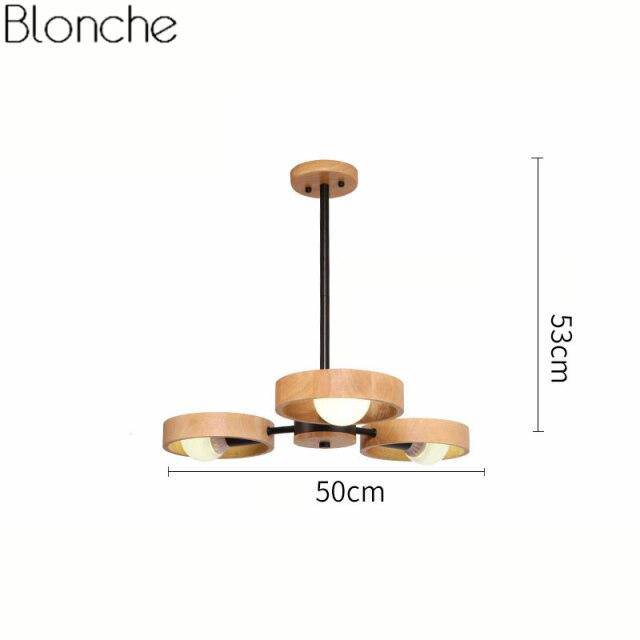 Lustre moderne à LED avec disque en bois style Japan - vue 11 sur 14