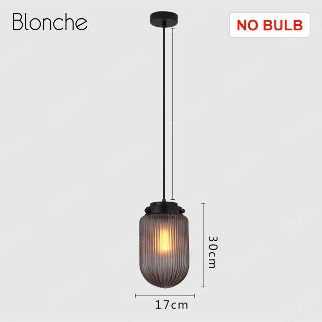 Suspension design LED en verre oval et métal industriel - vue 6 sur 6